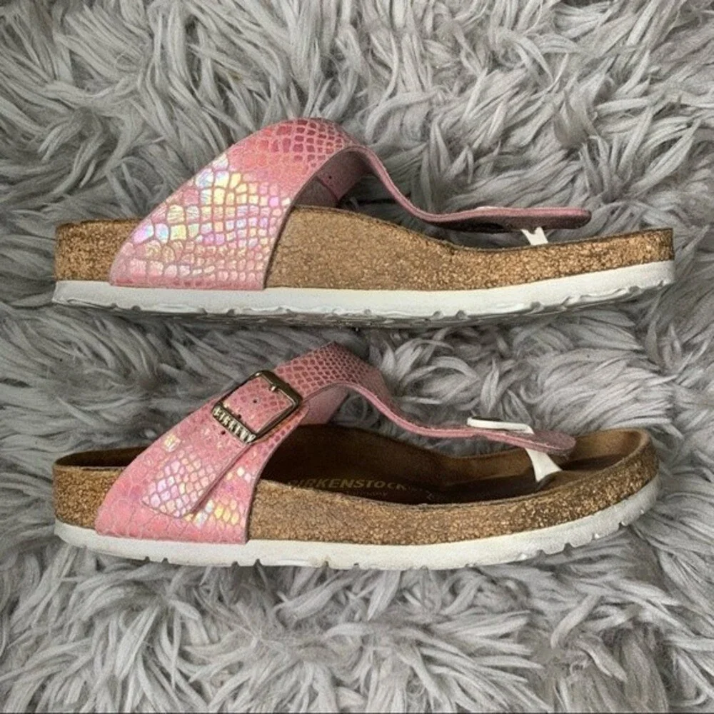 Birkenstock Gizeh Birko-Flor metallic pink sandal women’s shoe size 37 US 6 6.5